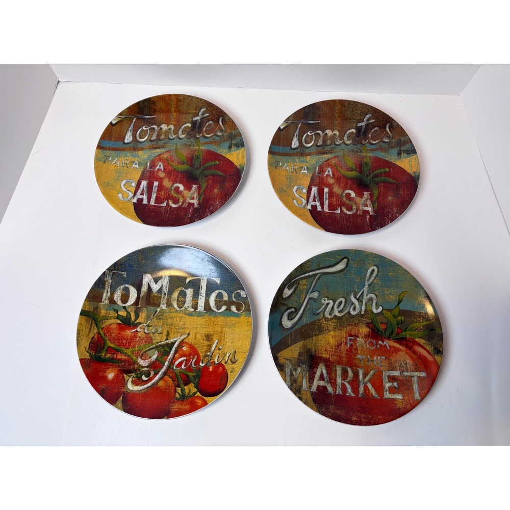 DISCONTINUED PIER 1 IMPORTS - TOMATO STONEWARE SALAD PLATE; Set of 4